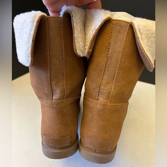 G.H. Bass Aria fold down ankle tan boots suede/leather & sherpa trim Sz-10M. L - Picture 9 of 14